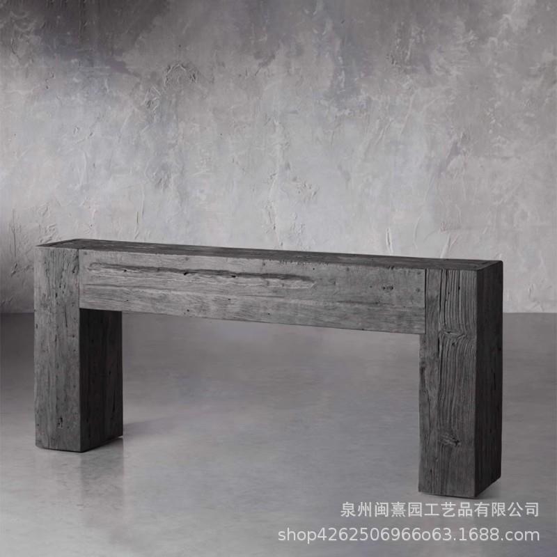 诧寂风玄关台过道走廊进户置物架沙发 背几复古原木玄关桌门厅条
