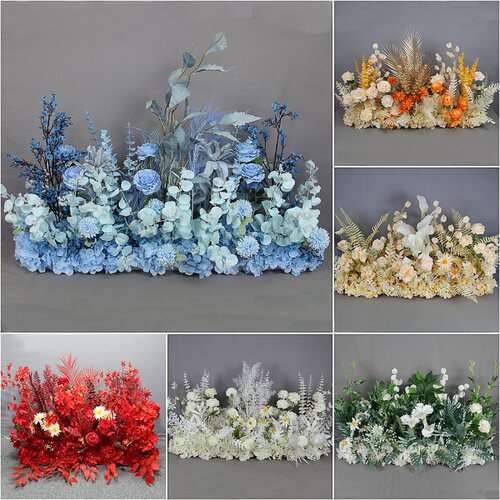 婚庆婚礼尤加利花排地排花仿真花绢花场景布置装饰花艺路引花摆件