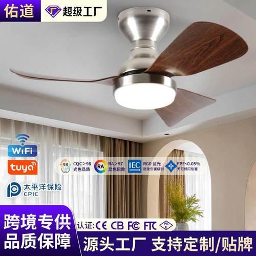 现代简约卧室客厅风扇灯家用智能控制吸顶电扇灯全光谱护眼风扇灯