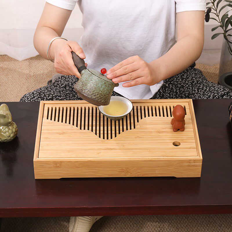 竹木泡茶台茶盘可蓄水家用茶台木质镂空面板防水防变形沏茶台冲茶