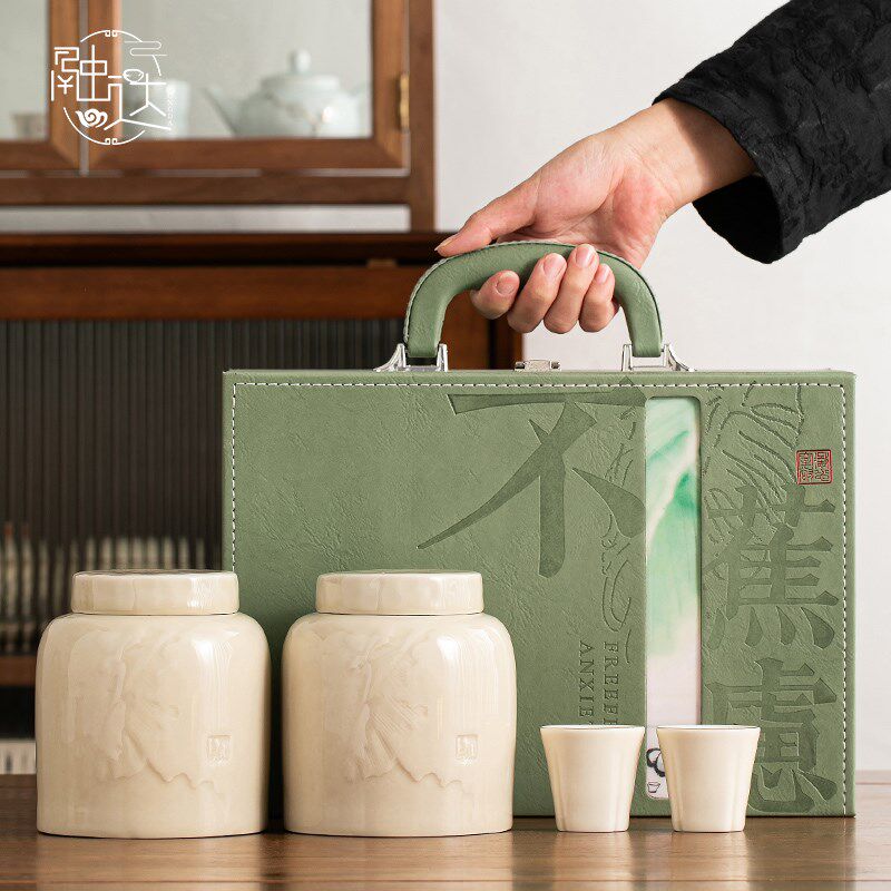 高档陶瓷茶叶罐包装盒空礼盒空盒茶叶盒中式复古红茶绿茶白茶龙井