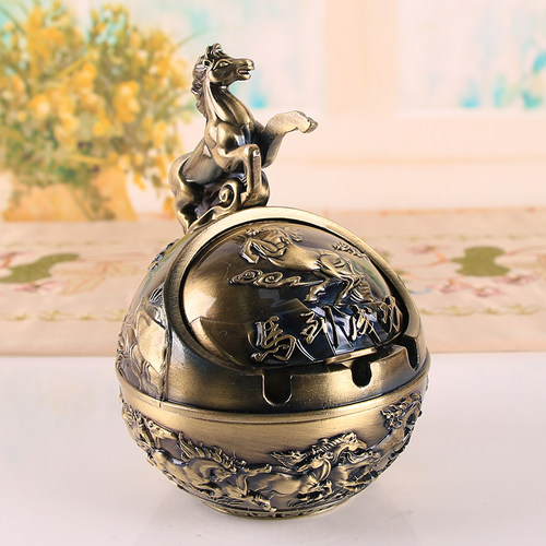 12生肖烟灰缸带盖家用加厚创意个性盅办公会所防风防飞灰防摔烟缸