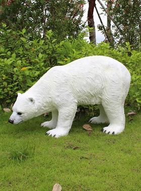 园林仿真北极熊摆件落地户外步行街商场草地造景发光动物大型雕塑