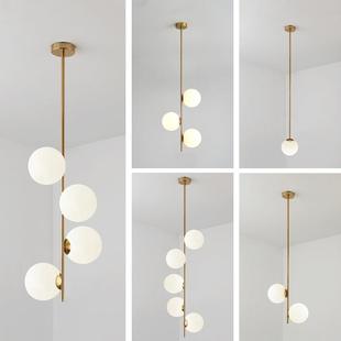 卧室床头直杆小吊灯2021年新款 饰吊灯 主卧长吊杆灯多头房间玻璃装