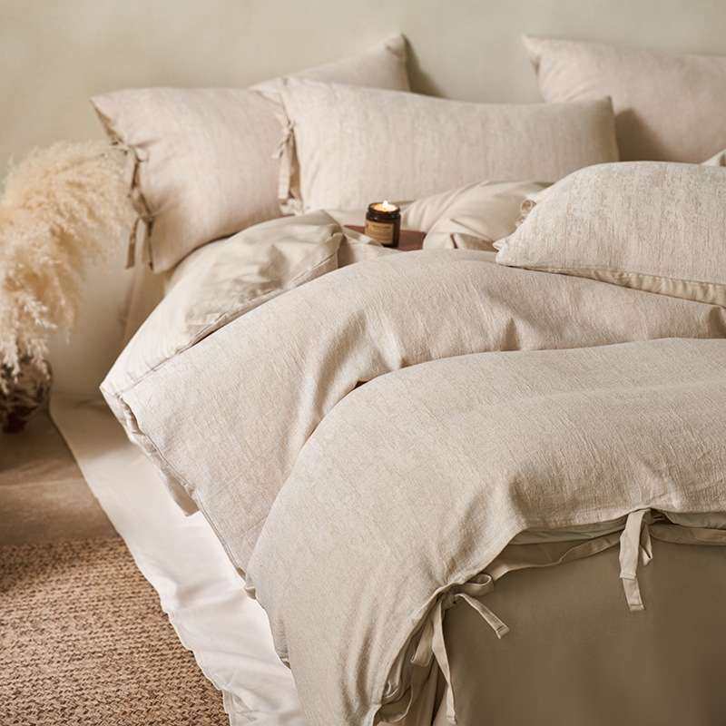 复古风棉麻提花保暖四件套全棉纯棉系带加厚磨毛床单被套床上用品,3C数码配件,其它配件,淘宝优惠券,粉丝福利购,淘宝优惠卷