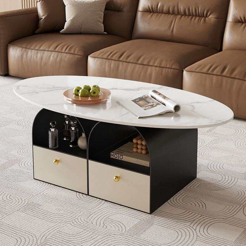 奶油椭圆形岩板茶几客厅家用轻奢网红新款现代创意小户型茶几组合,3C数码配件,其它配件,淘宝优惠券,粉丝福利购,淘宝优惠卷