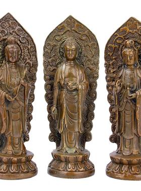 铜器黄铜工艺品西方三圣佛像阿弥陀佛观世音菩萨家居用品