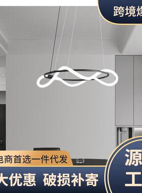 办公室装饰餐厅360悬挂极简的灯吊灯客厅圆形家居黑色艺术餐厅吊