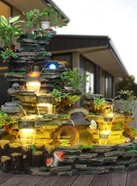 水景缸造景假山流水喷泉室外别墅花园庭院大型风水轮招财落地摆件