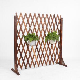 户外碳化防腐木栅栏白色伸缩实木竹篱笆网格创意园艺爬藤架