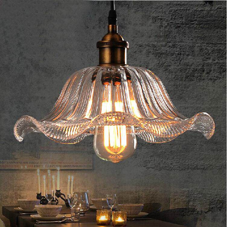 北欧创意咖啡厅荷叶边玻璃吊灯简约餐厅客厅装饰吊灯酒吧网咖吊灯