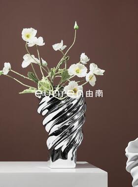 曲线螺旋花器北欧简约家居客厅样板房间酒店插花瓶树脂装饰品摆件