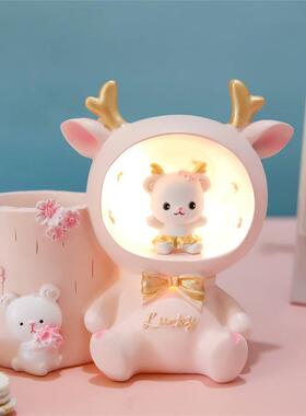 创意可爱贝拉兔笔筒灯多功能星星灯收纳笔筒儿童卧室桌面装饰摆件
