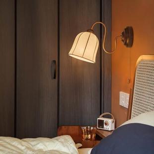 法式 复古壁灯中古卧室床头灯客厅带拉线开关墙灯过道楼梯布艺灯具