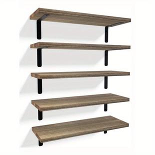 墙面置物架浴室厨房收纳架实木墙上储物架浮动隔板铁艺壁挂悬浮架