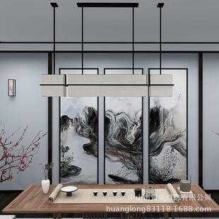 新中式 餐厅吊灯禅意古典茶室书房卧室吧台金色布艺灯具茶台茶桌灯