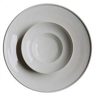 OQ5M飞碟盘陶瓷平盘餐具早餐盘一人食水果餐盘草木灰纯色沙拉