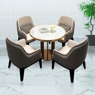 售楼部实木圆形接待洽谈桌椅组合酒店会所展厅办公室会客桌椅套装