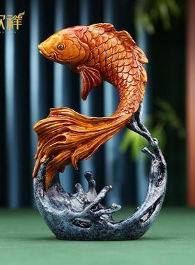 铜欣祥彩铜如鱼得水锦鲤金鱼摆件客厅办公室家居礼品摆设