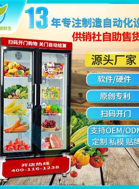 智能AI视觉双开门扫码柜社区商用制冷保鲜蔬菜水果售货机WX-H17