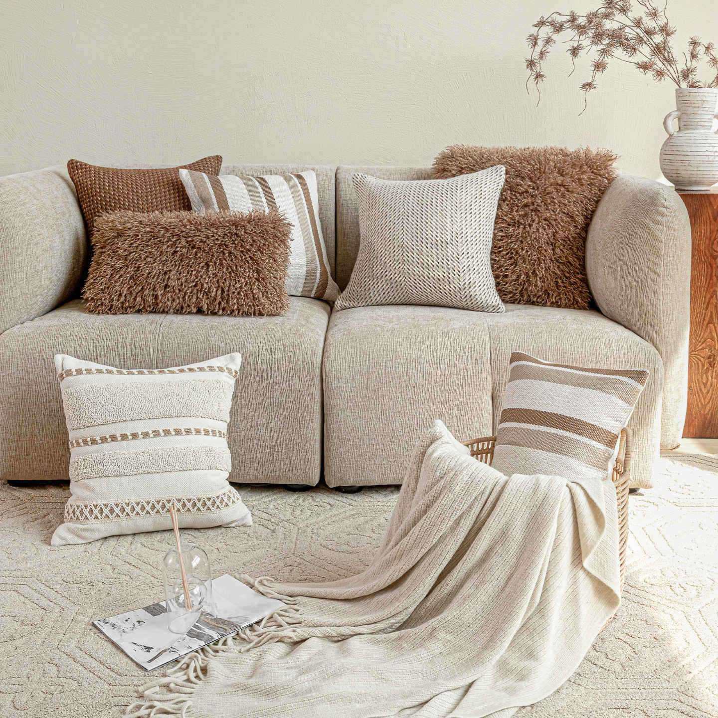 中古风美拉德抱枕组合暖棕焦糖色秋日氛围沙发靠垫民宿样板房软装,3C数码配件,其它配件,淘宝优惠券,粉丝福利购,淘宝优惠卷