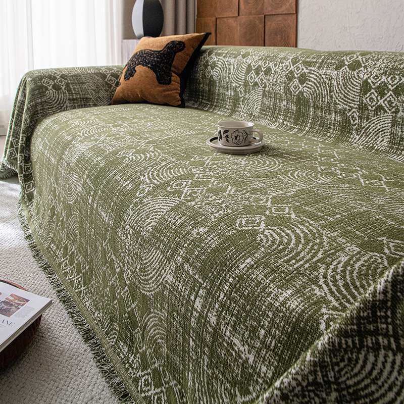 中古风绿色沙发盖布雪尼尔沙发垫四季通用一片式沙发巾全盖套罩巾,3C数码配件,其它配件,淘宝优惠券,粉丝福利购,淘宝优惠卷