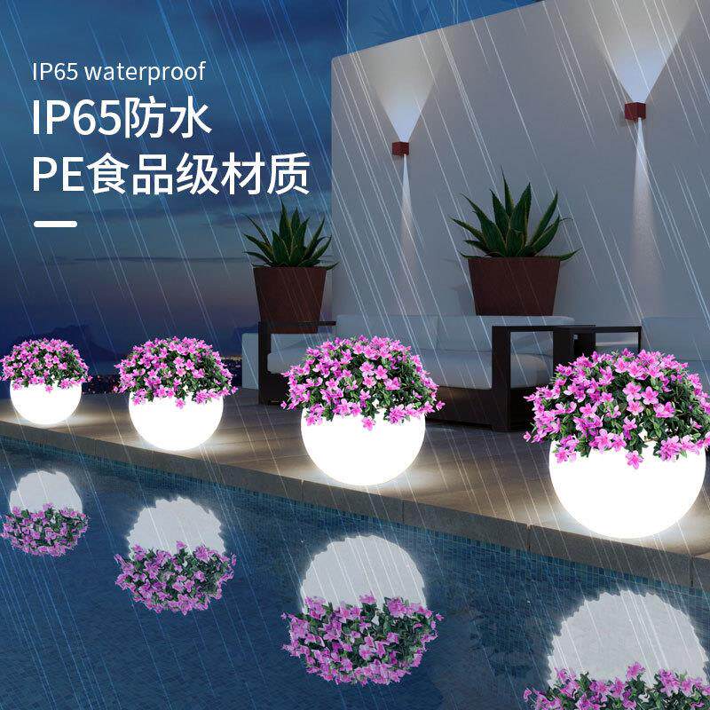 LED创意台灯ins风小夜灯多肉盆栽种植智能发光绿植塑料花盆容器