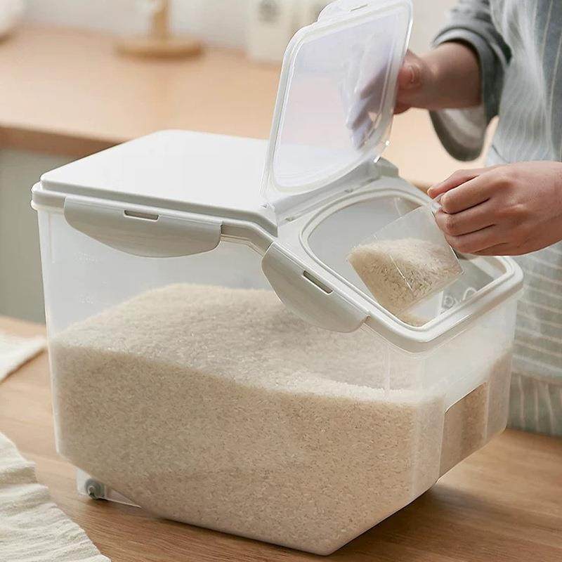 日式厨房家用米桶10kg塑料储米箱20斤密封米缸防虫防潮加厚面粉桶,家装主材,米桶,淘宝优惠券,粉丝福利购,淘宝优惠卷