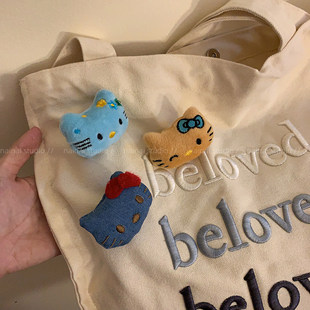 kitty胸针2只装毛绒绒黑皮KT猫咪包包别针配饰2025新款装饰胸花女