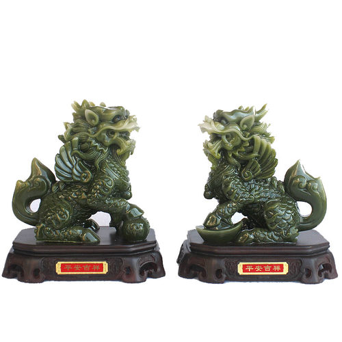 麒麟一对桌面柜子玄关客厅酒柜摆件家居办公室店面石雕饰品摆设