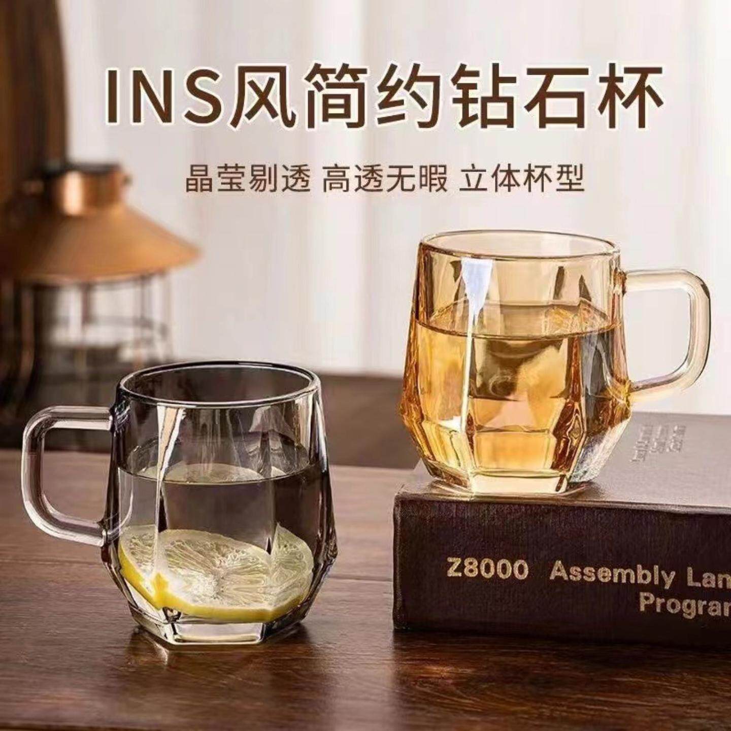 带把手玻璃杯风家用客厅喝水杯子高级感牛奶咖啡杯小礼品