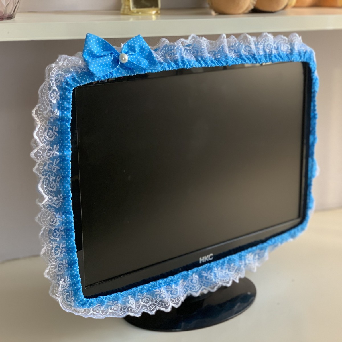 thumbnail for Xiaoduo lace fabric computer frame cover for monitors, dust covers, elastic pen pockets