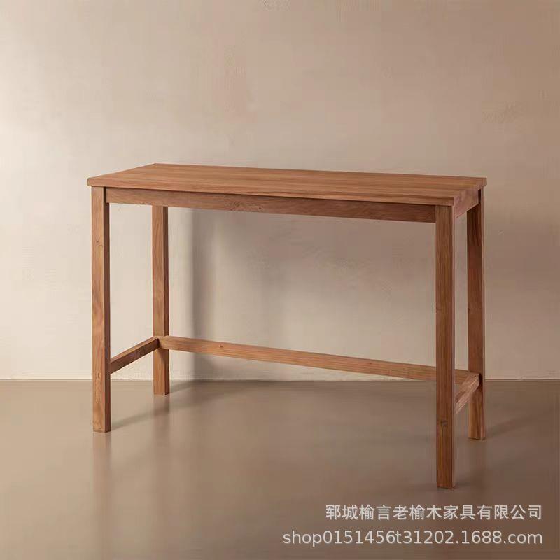 老榆木吧台桌家用阳台喝茶桌子酒吧长条桌实木客厅餐桌民宿茶桌