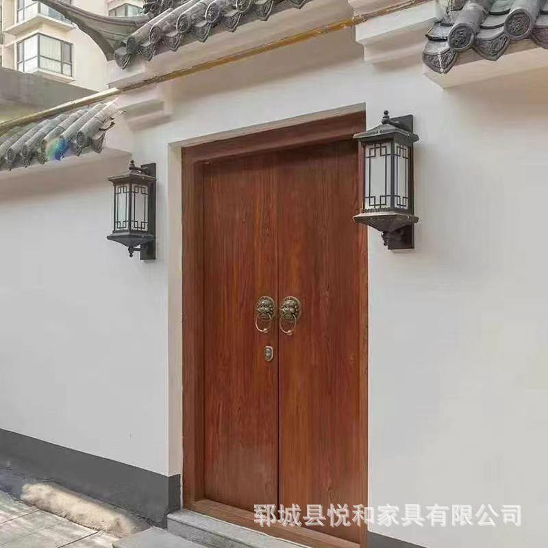 新中式老榆木进户门实木双开木门别墅进户大门自建房双开庭院门
