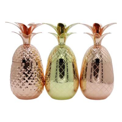 304不锈钢菠萝杯 酒吧创意鸡尾酒杯500ml铜杯工厂直供外贸跨境