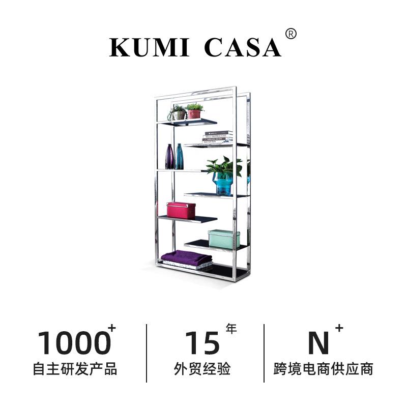 简约不锈钢落地陈列架玻璃服装店置物架轻奢酒柜透明展示柜收纳架