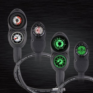 台湾 Aquatec潜水三联表 单面压力表 深度表 指北针 方向表双面