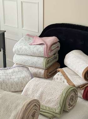 CELING韩式一面莫代尔一面宝宝绒绗缝夹棉高温砂洗床盖三件套炕盖