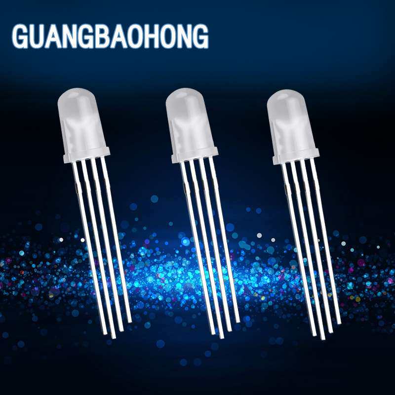 5mm全彩RGB共阴圆头雾状 四脚三色RGB彩灯 亮红绿蓝led灯珠