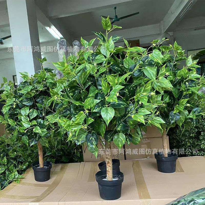 仿真绿植绿萝盆栽杨梅叶树灌木丛造景装饰仿真树仿生摆件真