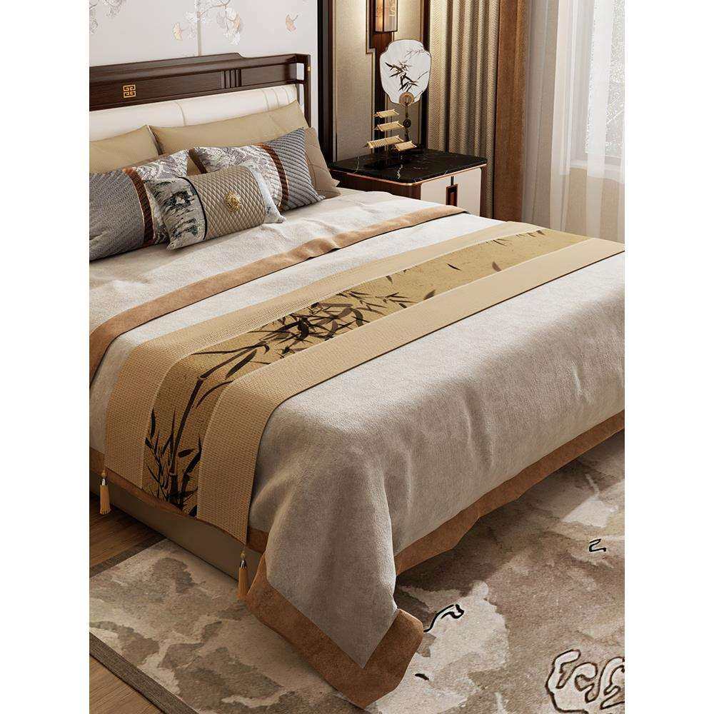 新中式禅意床旗棉麻布艺卧室床上用品氛围感装饰床尾搭巾床盖桌旗,鲜花速递/花卉仿真/绿植园艺,割草机/草坪机,淘宝优惠券,粉丝福利购,淘宝优惠卷