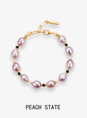 PEACH STATE纯天然淡水珍珠手链女紫色可调节气质高级感时尚手饰