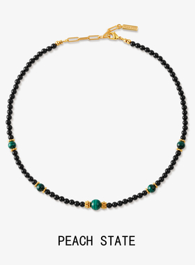 PEACH STATE黑玛瑙项链女轻奢小众锁骨链高级感孔雀石送闺蜜礼物