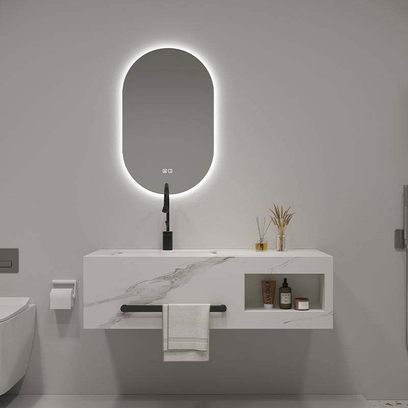 轻奢岩板一体盆浴室柜组合简约现代无缝陶瓷台盆洗手池洗脸洗漱柜,家装主材,浴室镜柜,淘宝优惠券,粉丝福利购,淘宝优惠卷