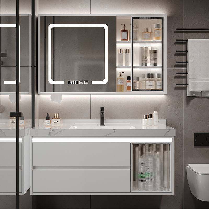 岩板陶瓷一体盆浴室柜组合现代简约洗手脸盆卫浴卫生间洗漱台组合,家装主材,浴室柜组合,淘宝优惠券,粉丝福利购,淘宝优惠卷