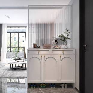 玄关柜鞋柜一体隔断双面客厅屏风柜2025新款奶油风玻璃入户门厅柜