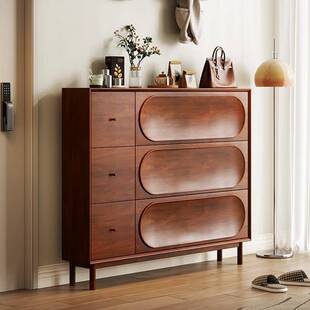 古风翻斗鞋柜超薄24cm家用简约门口现代复古玄关入户收纳储物客厅