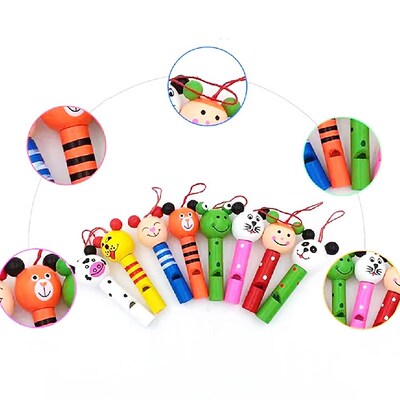 8/30Pcs Wooden Mini Cute Animal Whistle Toys Kids Birthday P