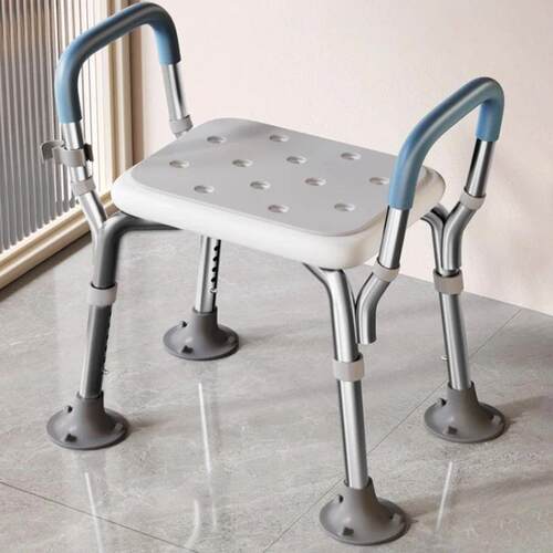 Anti-Slip Shower Seat with Backrest, ?Adjustable Bath Chair