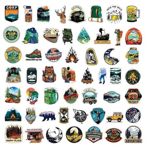 10/30/50/100pcs Outdoor Hiking Camping ers Cartoon Decal Ska